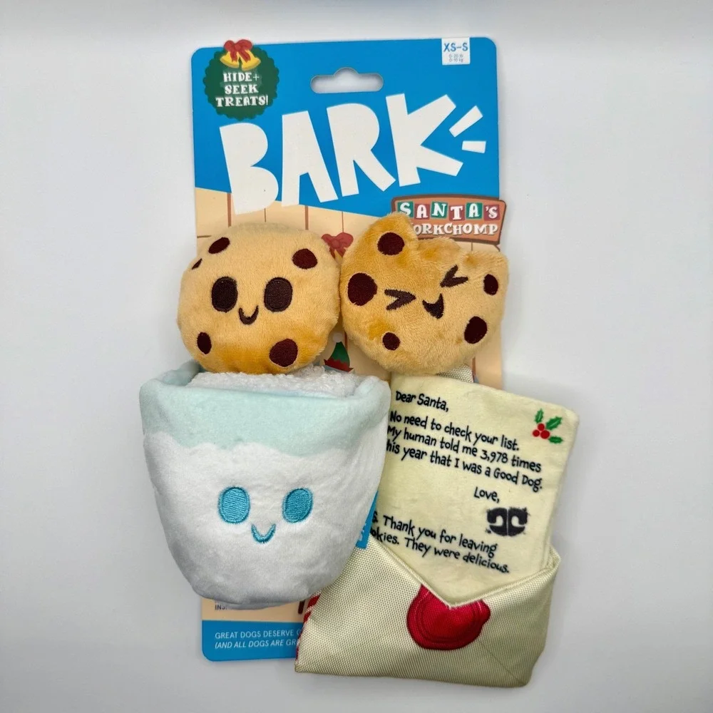 Bark Box - Santa's Workchomp Dog Toy | Crinkle, Squeaker, Hide Treats, Christmas